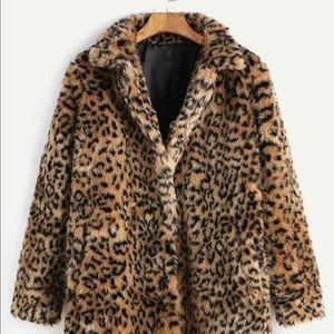 Leopard faux fur coat